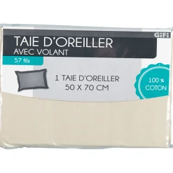 Gifi Taie oreiller ficelle avec volant