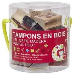 Gifi Tampons en bois + 3 encriers