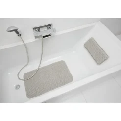 Gifi Tapis de bain antidérapant et coussin gris