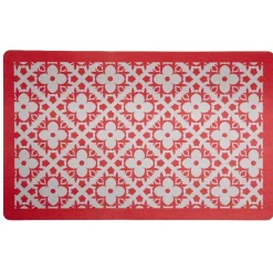 Gifi Tapis de cuisine floral rouge et gris