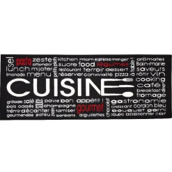 Gifi Tapis de cuisine noire motif inscriptions blanches et rouges