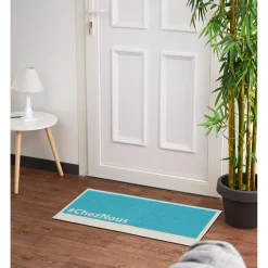 Gifi Tapis d entrée bleu blanc Chez nous