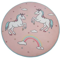 Gifi Tapis rond enfant rose design licorne