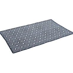 Gifi Tapis réversible bleu et blanc design losanges