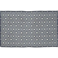 Gifi Tapis réversible bleu et blanc design losanges