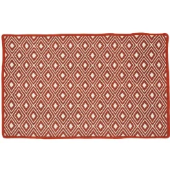 Gifi Tapis réversible rouge et blanc design losanges