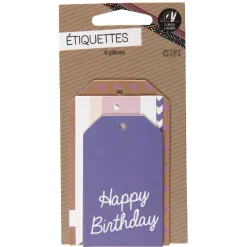 Gifi Étiquette cadeau décor violet x6