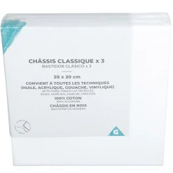 Gifi Toile à peindre sur châssis - Lot de 3 dim. 20 x 20 cm