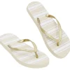 Outlet Gifi Tongs Femme plastique beige rayure blanche bride pailleté doré 36/37
