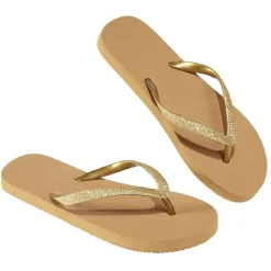 Outlet Gifi Tongs Femme plastique marron bride pailleté doré 40/41