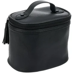 Outlet Gifi Trousse de toilette noire à pompons 17x12xH14cm