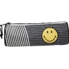 Hot Gifi Trousse rayée noir blanc design smiley