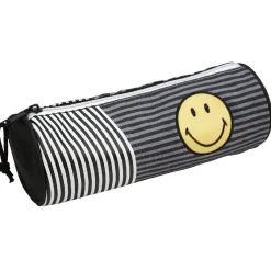 Hot Gifi Trousse rayée noir blanc design smiley