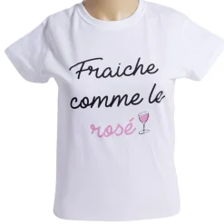 Gifi T-shirt femme inscription Fraîche Comme le Rosé coton blanc