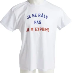 Gifi T-shirt homme inscription Je ne râle pas je m'exprime coton blanc