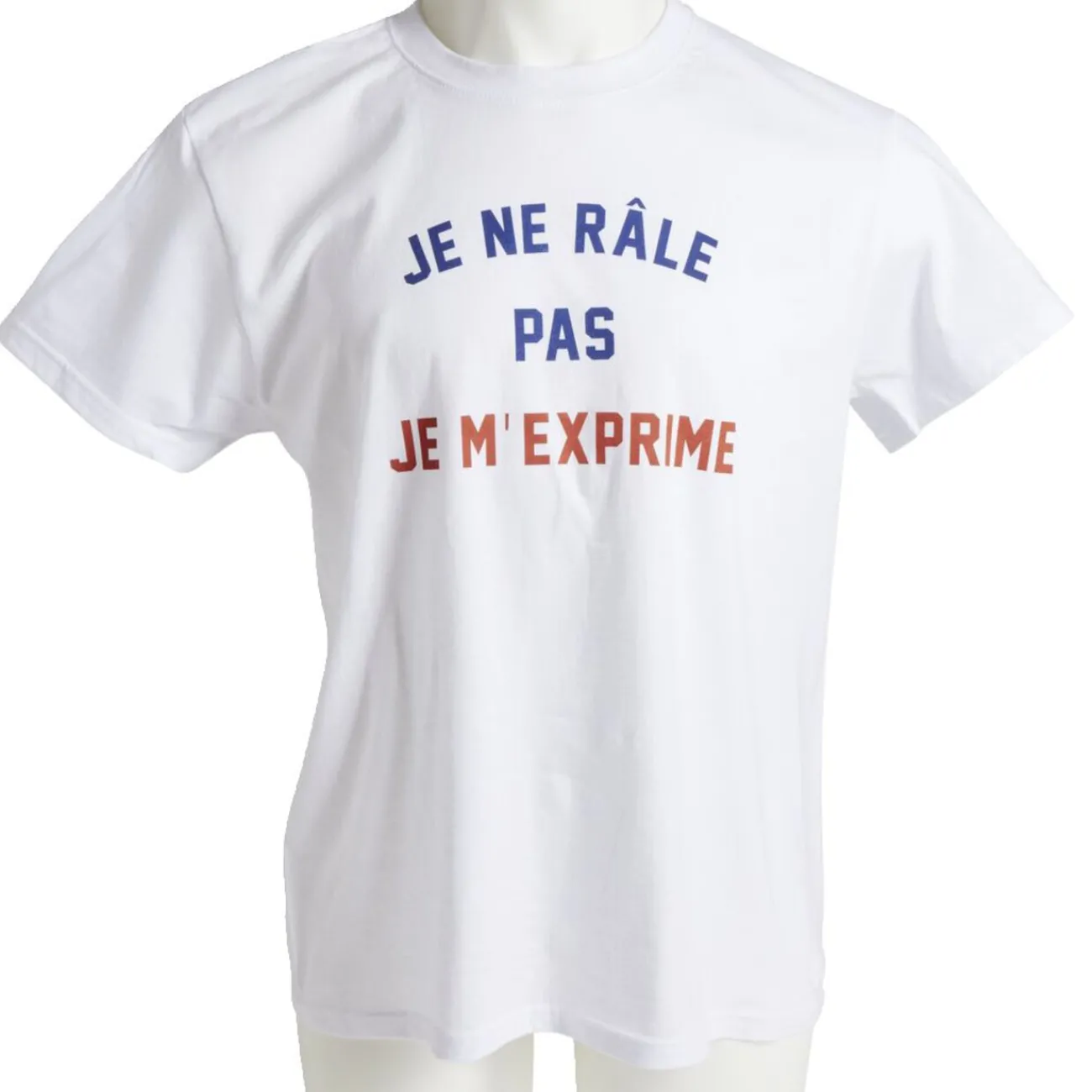Gifi T-shirt homme inscription Je ne râle pas je m'exprime coton blanc