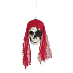 Tête squelette pirate à suspendre Halloween rouge ou noir*Gifi Discount