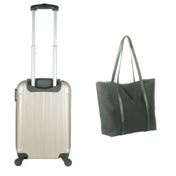 Sale Gifi Valise cabine trolley beige 35x21xH56cm avec sac shopping noir