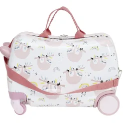 Hot Gifi Valise trotteur enfant rose blanc 47x31xH23,5 cm